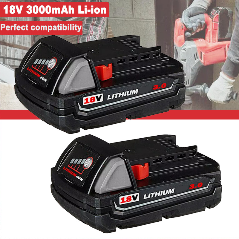 2pack For Milwaukee For M18 Lithium 3.0 AH Extended Capacity Battery 48-11-1860