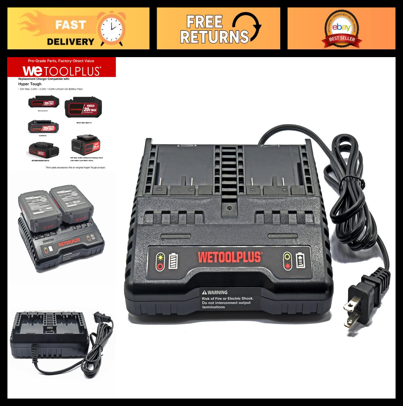 20V Fast Dual Battery Charger – 1-Hour Quick Charge for Compatible 20V Batteries