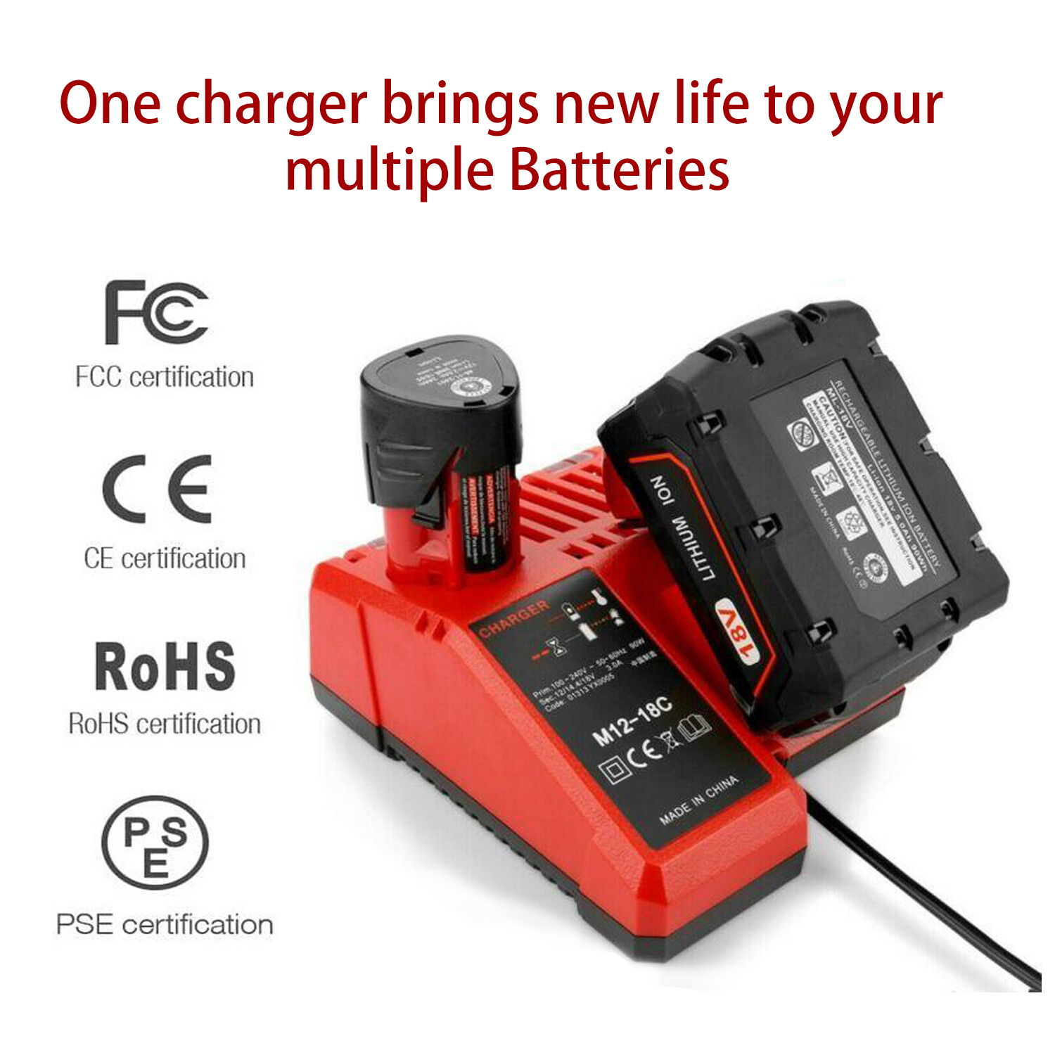 For Milwaukee 12V/18V M-12-18C 48-11-1828 Lithium-ion Battery Charger Power Tool