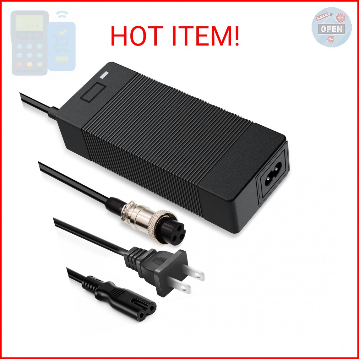 54.6V Charger 13S Lithium Battery 48V Output 1.5A 3 Prong Jack GX16 for Health C