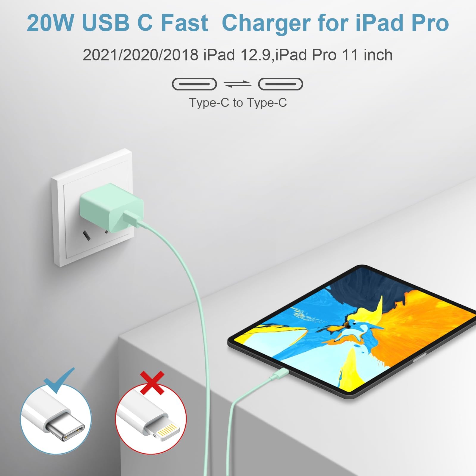 Apple iPhone 17 16 15 Charger Fast Charging 3 Pack USB C Wall Charger 6FT Cord G
