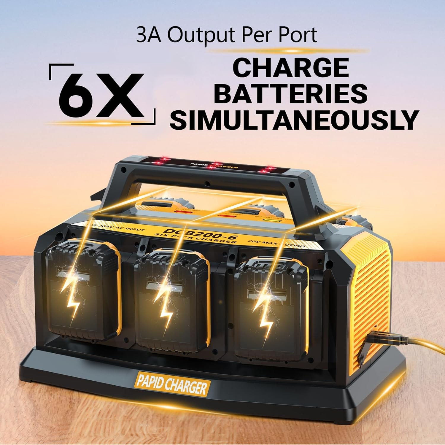 Battery Charger Station for Dewalt 20V Battery 6-Port Simultaneous Multi Charger