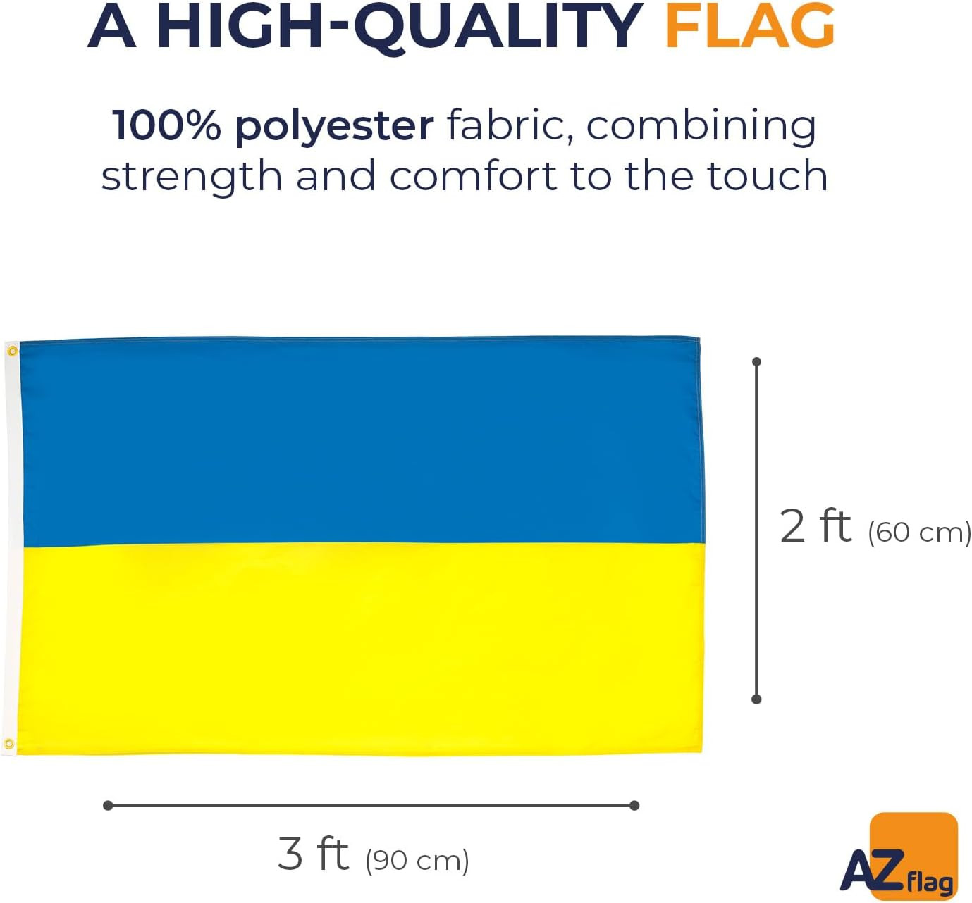 – Ukraine Flag – 2X3 Ft – 100D Polyester Ukrainian Banner with Two Metal Grommet
