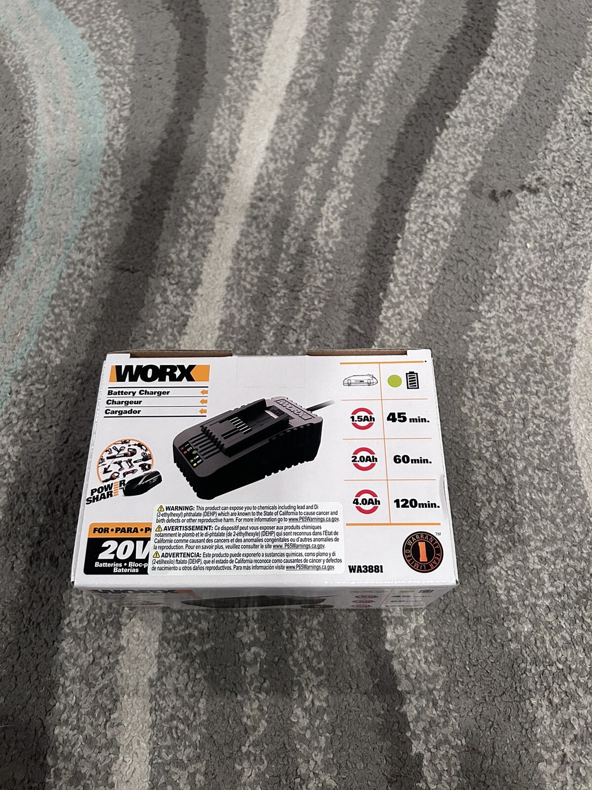 Worx WA3881 18V/20V 60-Min Quick Charger