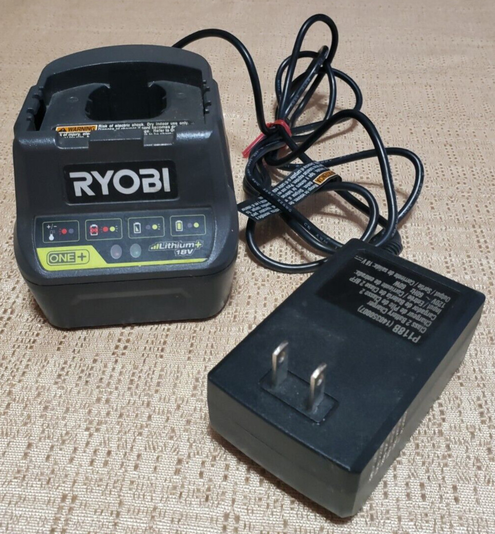 Good Used RYOBI P118B ONE+ Lithium+ 18V Class 2 Battery Charger 120V 60W