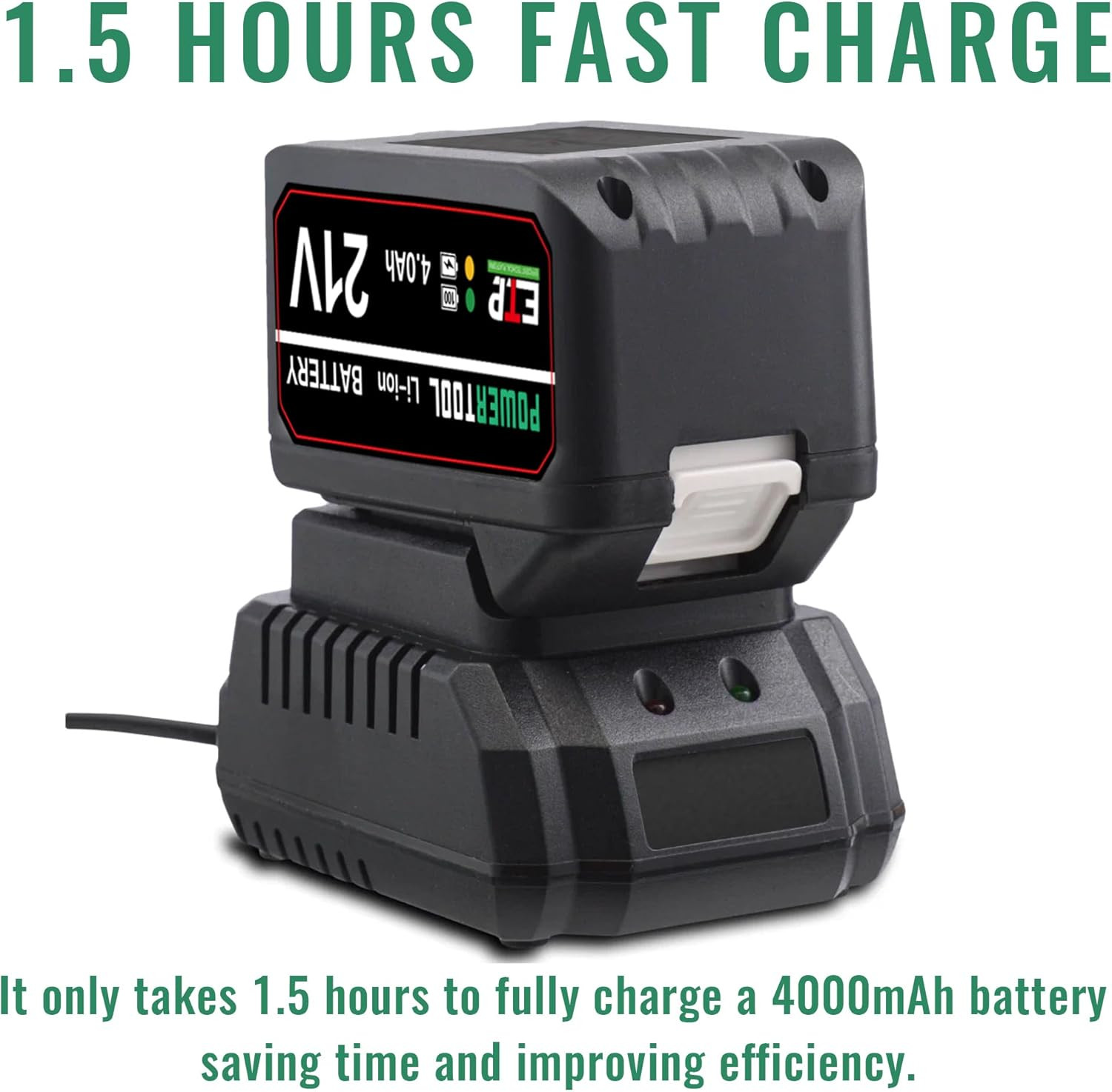 21V Battery Rapid Charger Base, Single Port Fast Charger Compatible with Makita