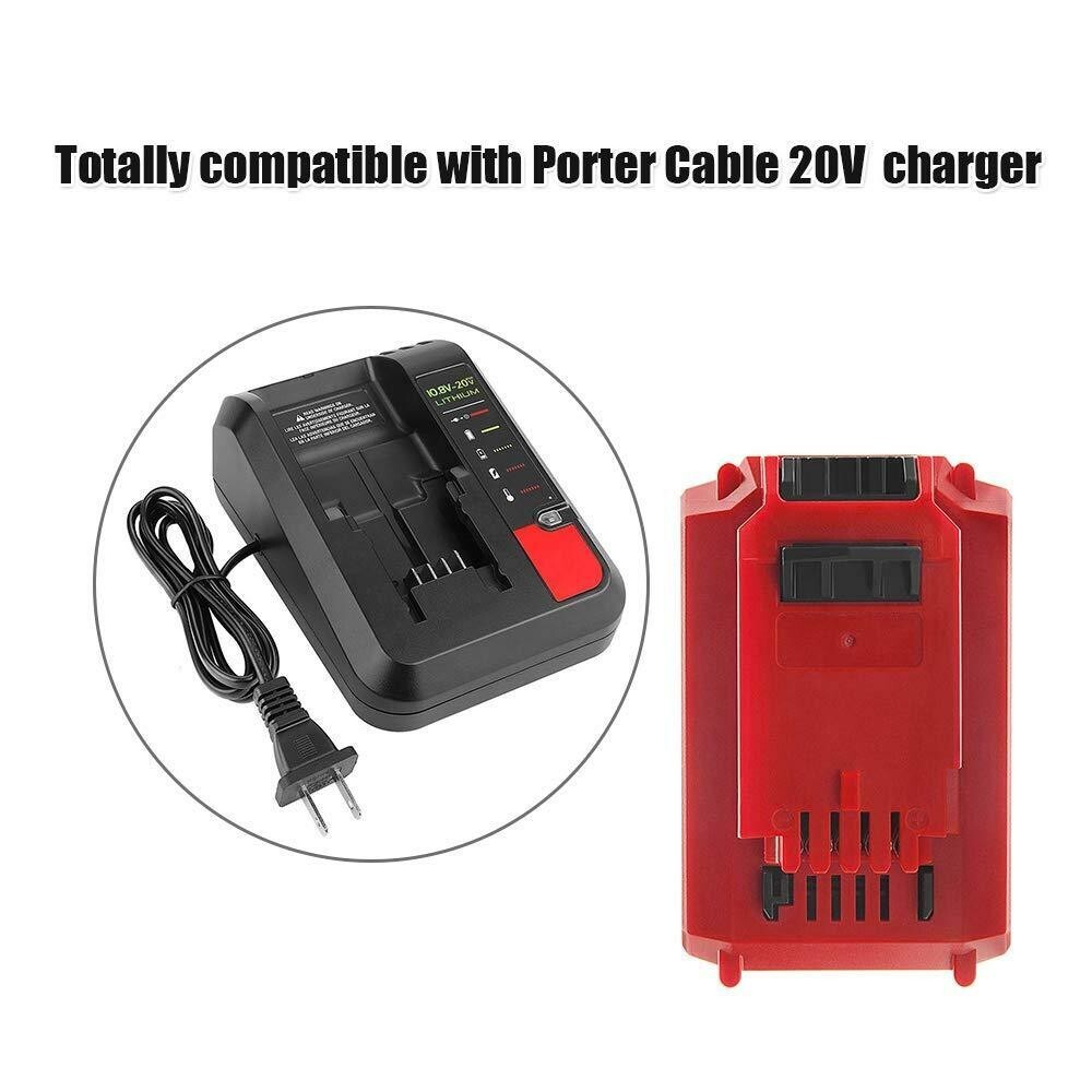 20 Volt Lithium-Ion Battery / Charger for PORTER CABLE 20V Max PCC680L PCC685L
