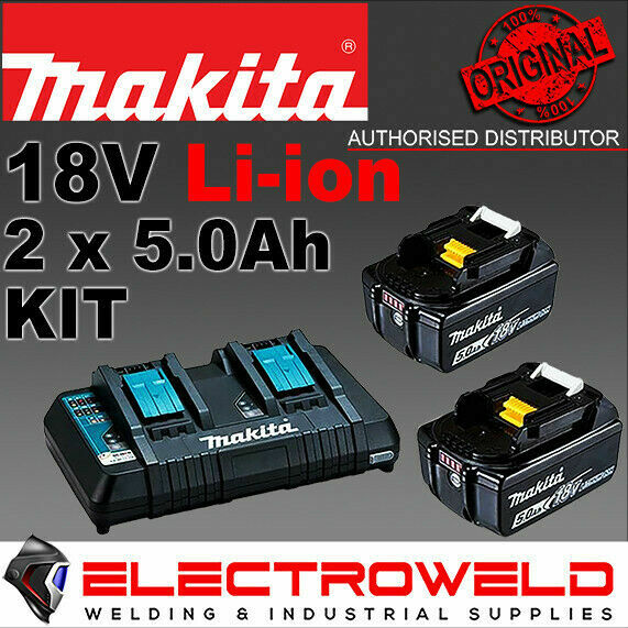 MAKITA 18V *2 x 5.0Ah Li-Ion Batteries + Cordless Dual 2 Port Charger* DC18RD