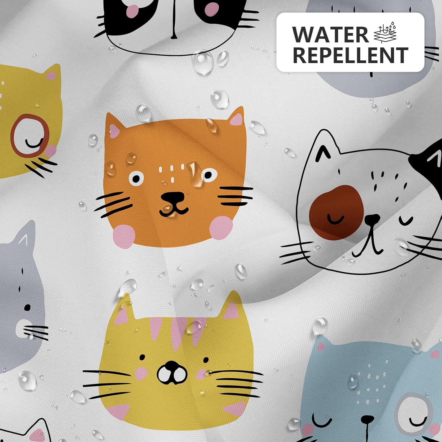 Cute Cat Shower Curtain for Bathroom Decor, Funny Bathroom Curtain Set, Cat Love