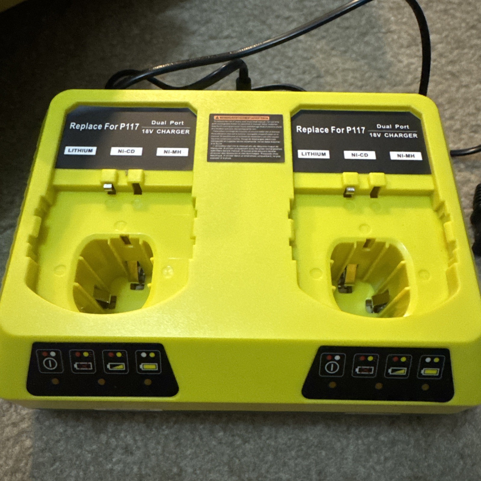 18V Dual Port Charger for Ryobi P117 P108 PBP005 Lithium-Ion NiCad NiMh Battery