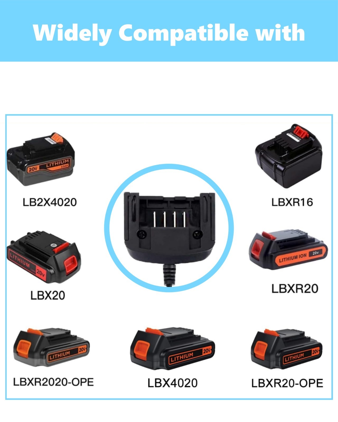 Adapter for Black & Decker 90592363 90571729-01, 90556254-01 Drill Charger