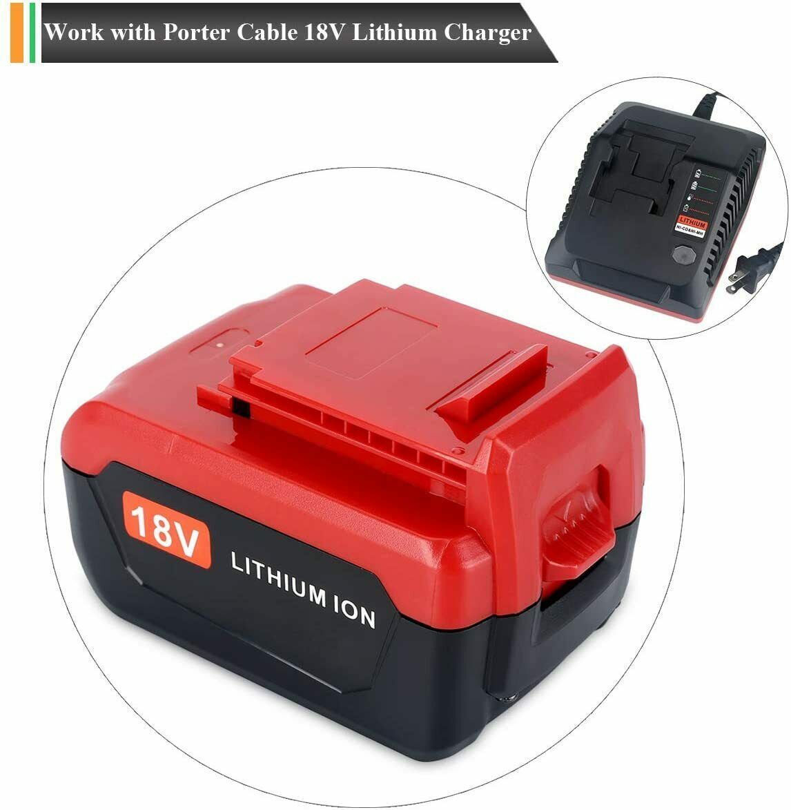 2Pack 18 Volt 8.0Ah Battery for Porter Cable 18V PC18BLX PC18BL OR Charger