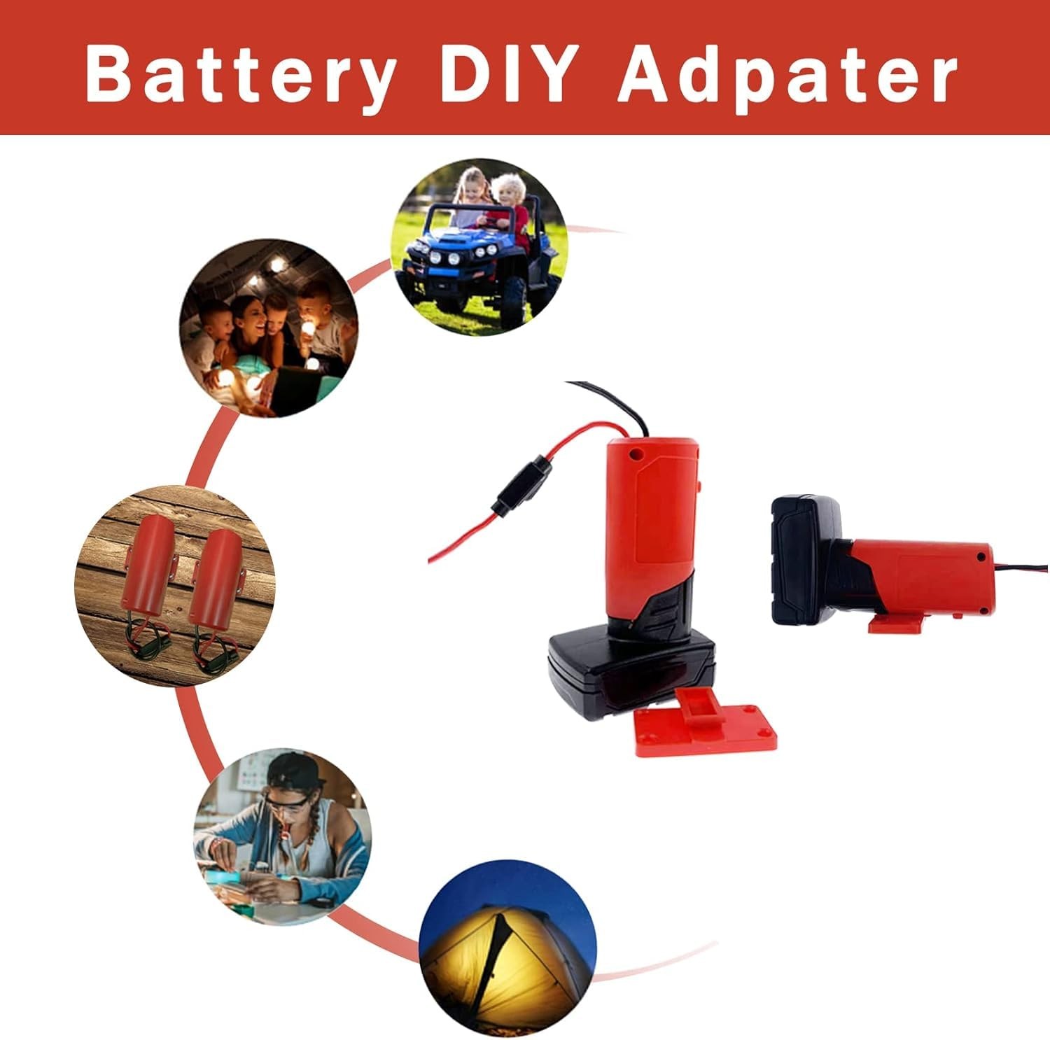 Power Wheel Adapter for Milwaukee M12 12V Battery with Fuse & Wire terminals…