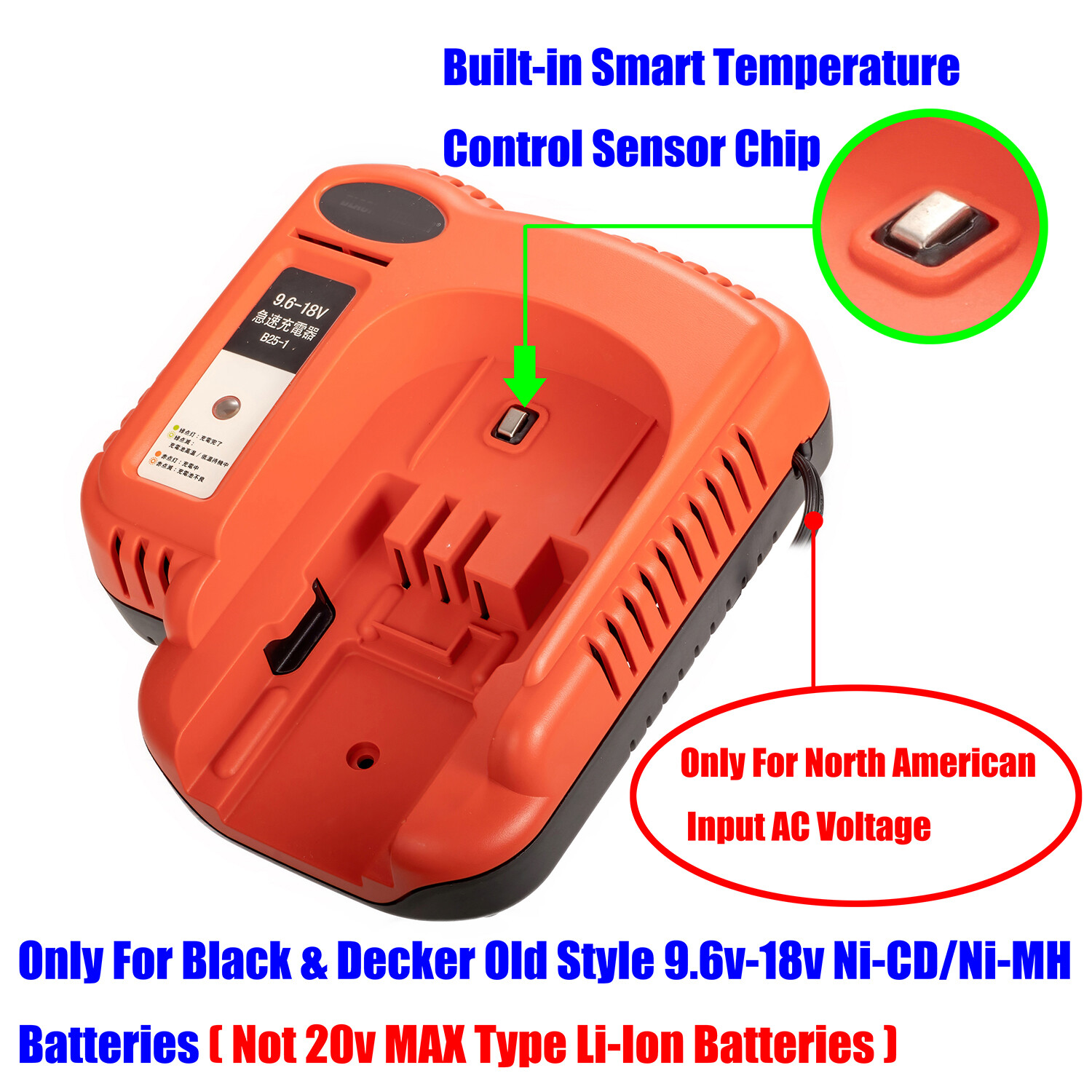 1x Original for Black Decker 9.6V-18V Ni-CD / Ni-MH Batteries 2.5AH Fast Charger