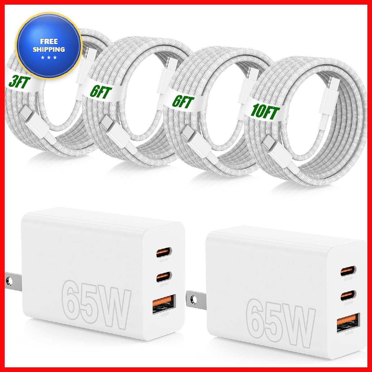 Cabepow 65W Super Charging Usb C For Iphone 17 16 Pro Max3 Port 100W Pd Usb C