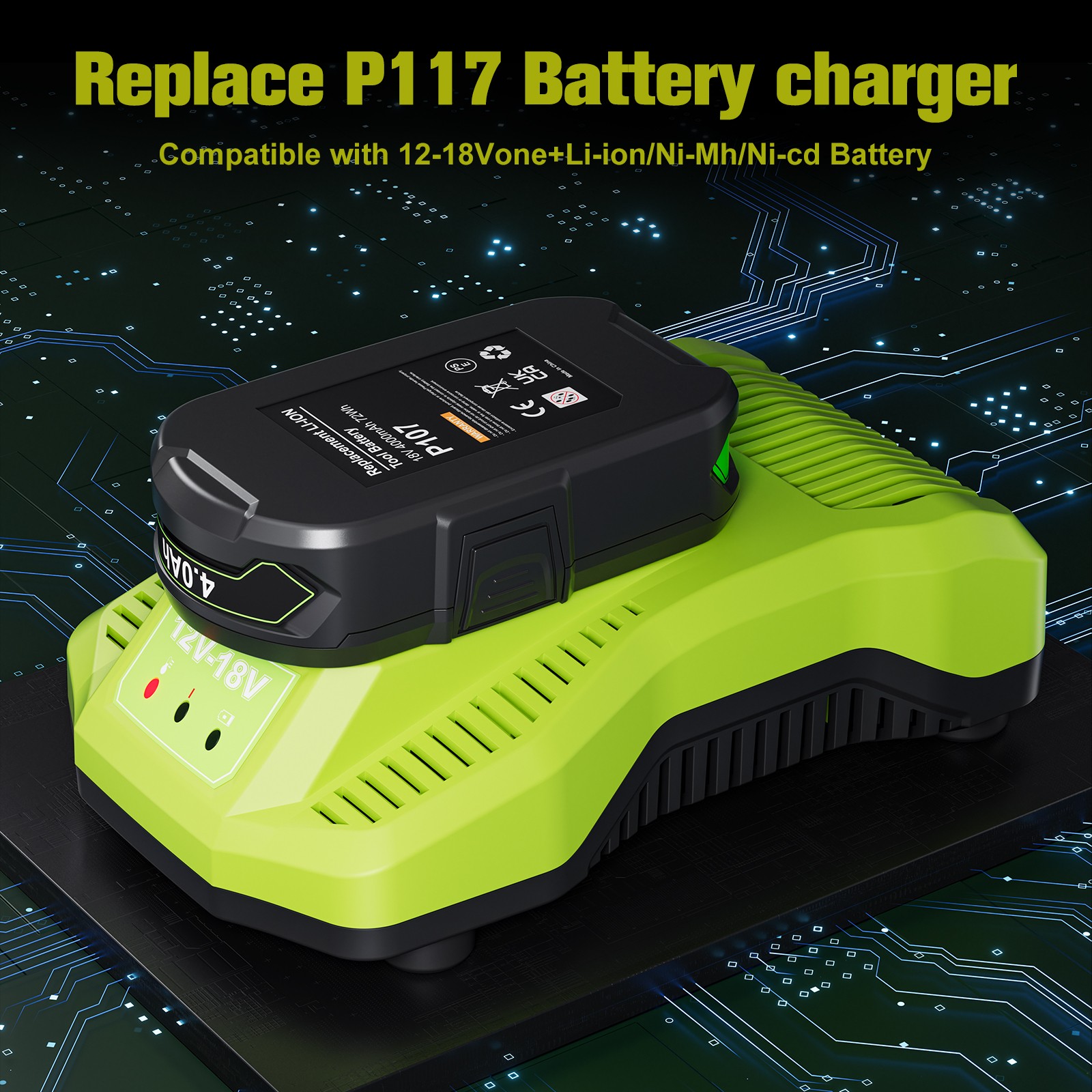 Rapid Fast Charger P108 For RYOBI 18V One Plus High Capacity Li-ion (NO Battery)