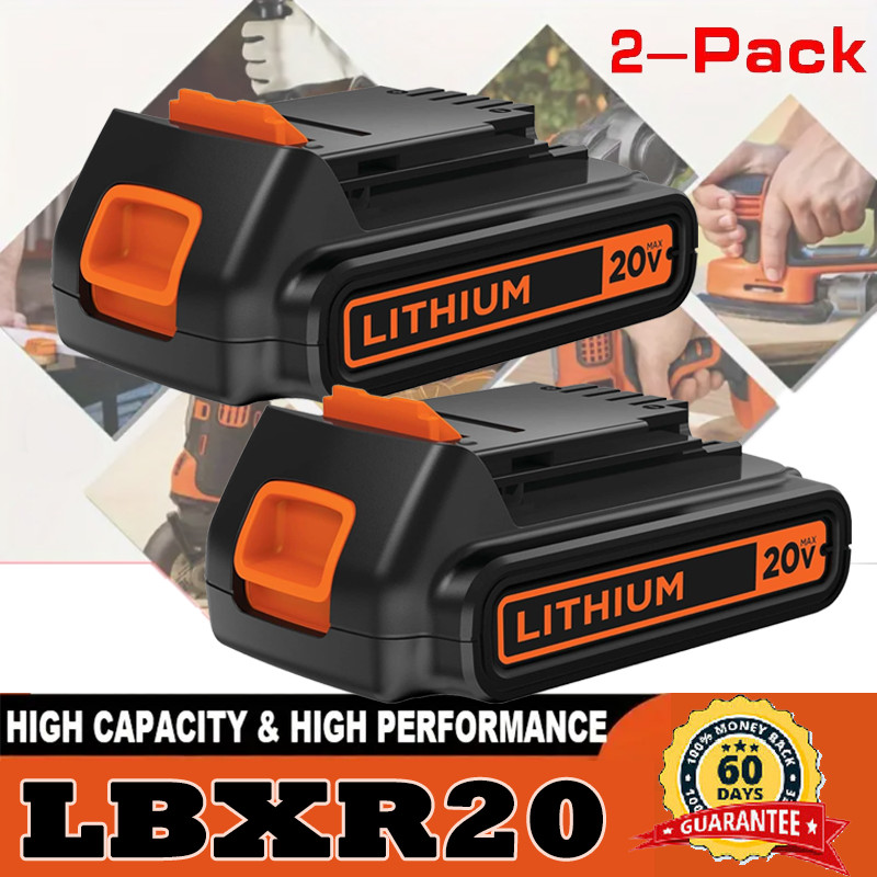 2Pack 20V Lithium-ion 3.8Ah Battery for BLACK+DECKER 20 Volt LBXR20 LBX20 LB20