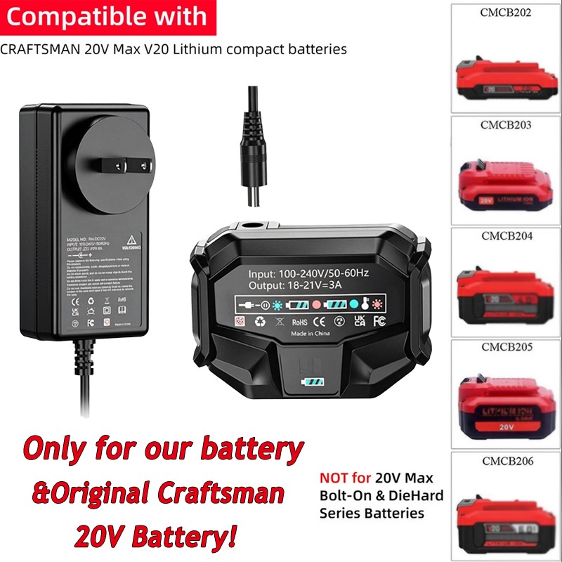 V20 20V Battery Charger For Craftsman 20V Max Li-Ion Battery Replace CMCB104 NEW