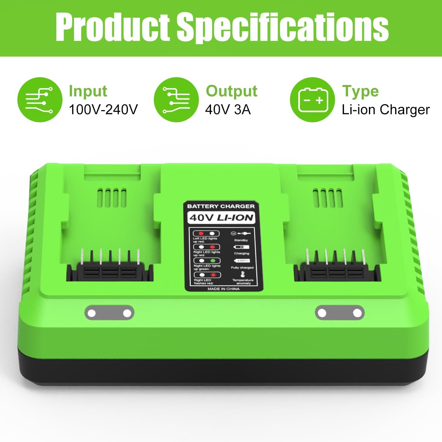 40V Dual Battery Charger Replacement for G-MAX Power Tools, Compatible with 2948