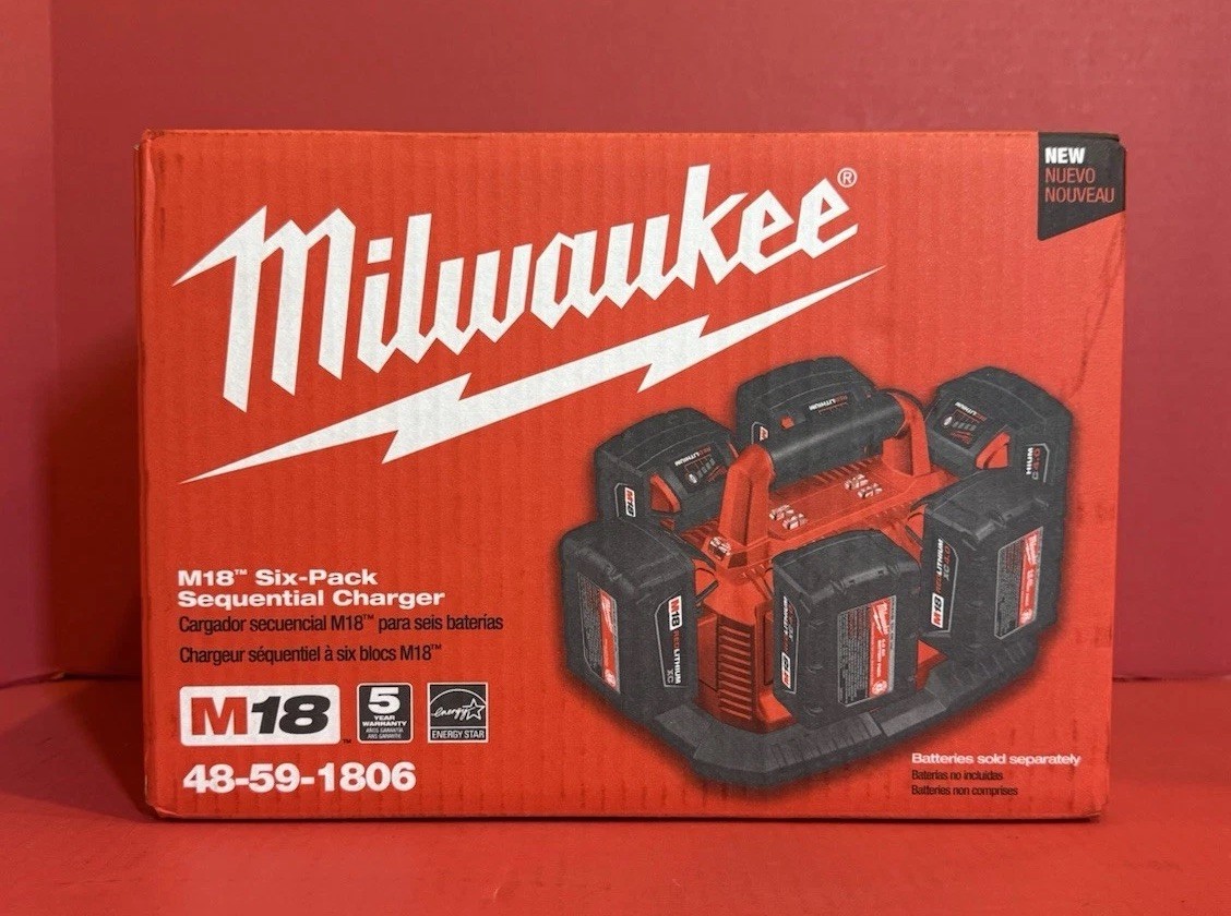 New Milwaukee 48-59-1806 M18 Six Pack Sequential Charger GENUINE 18 Volt 6 Ports
