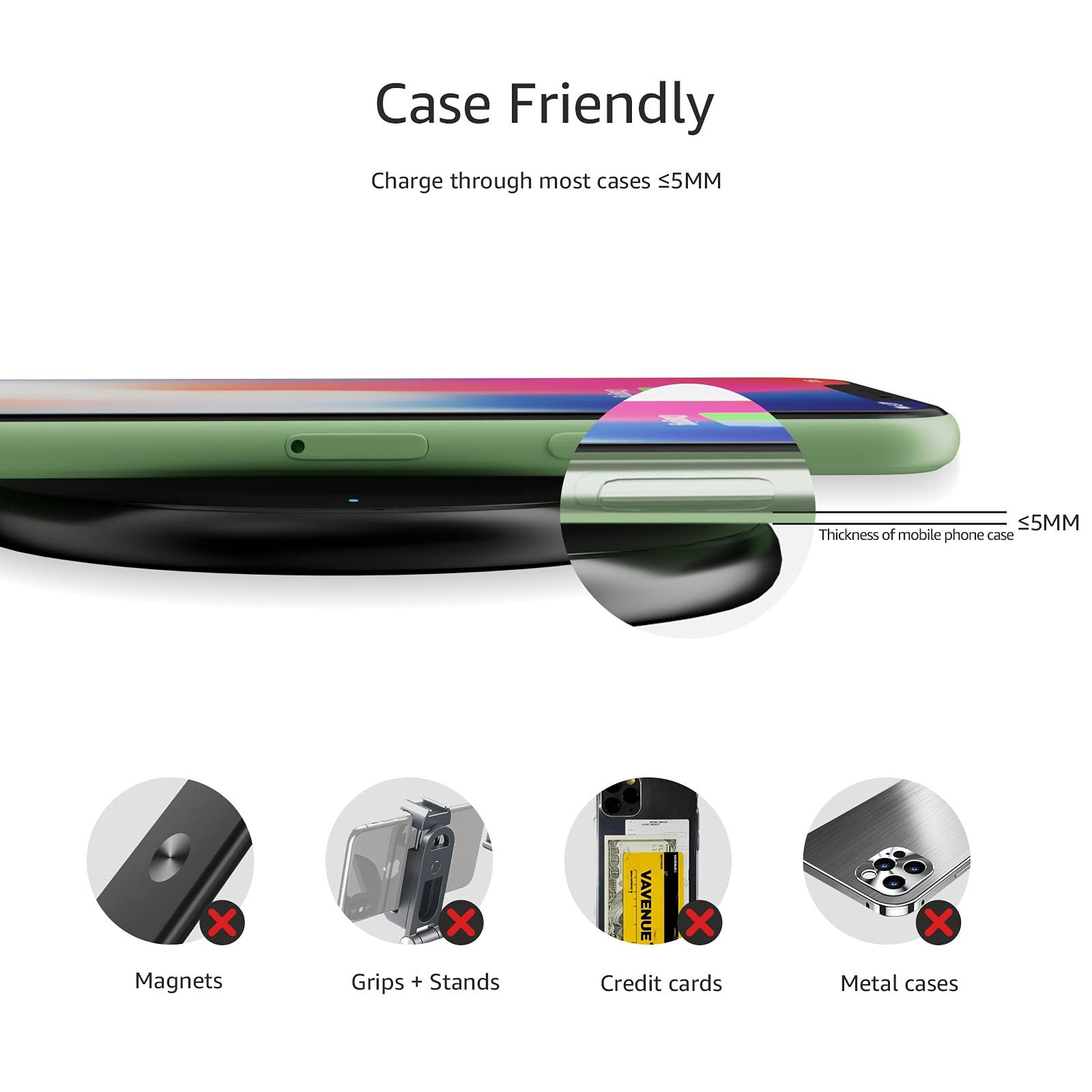 Retailer Basics Wireless Charger 15W Qi Certified Wireless Charging Pad Usb Cabl