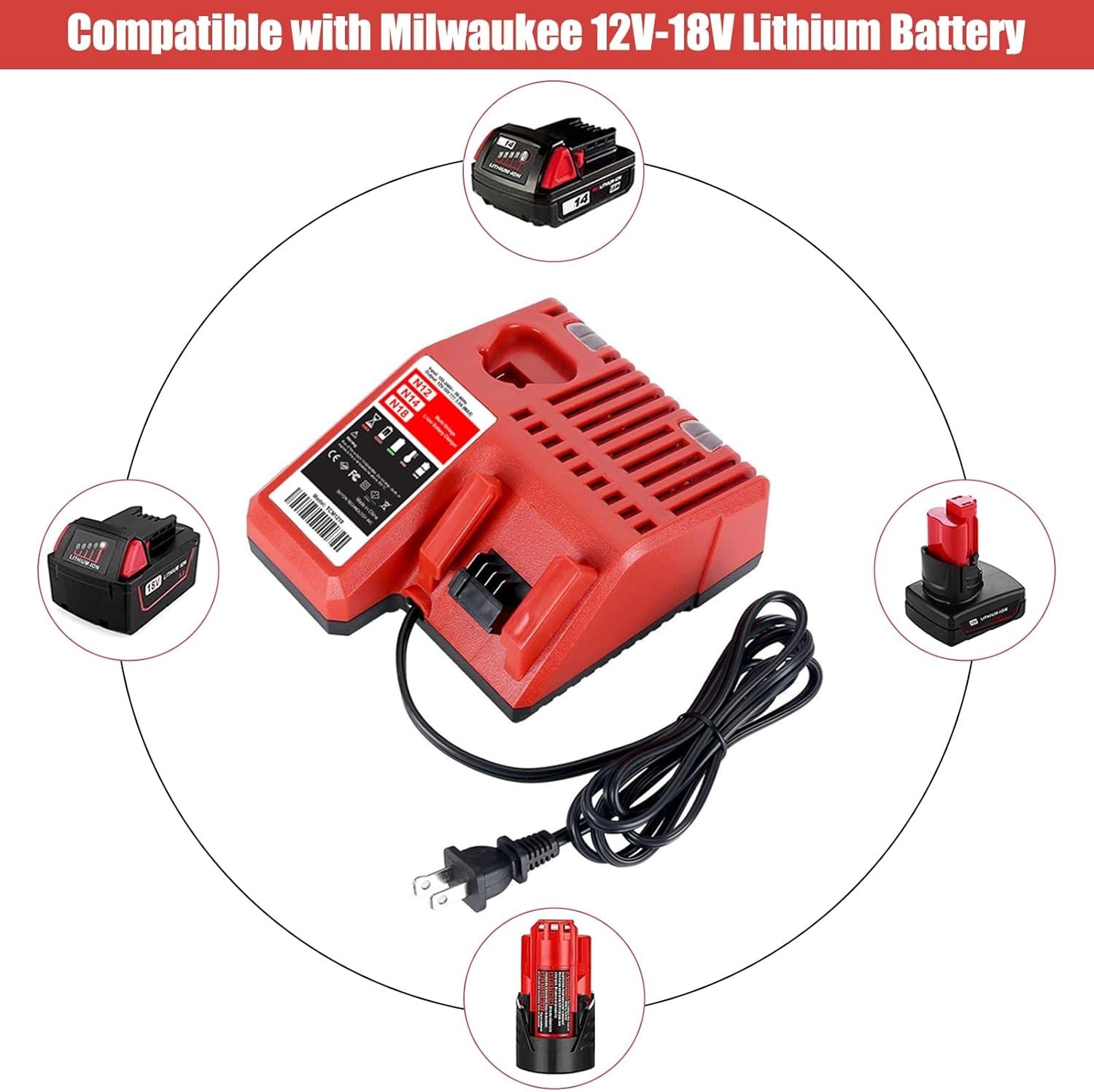 NEW Rapid Charger For Milwaukee 48-59-1812 M12 and M18 18V 12V Dual Voltage Fast