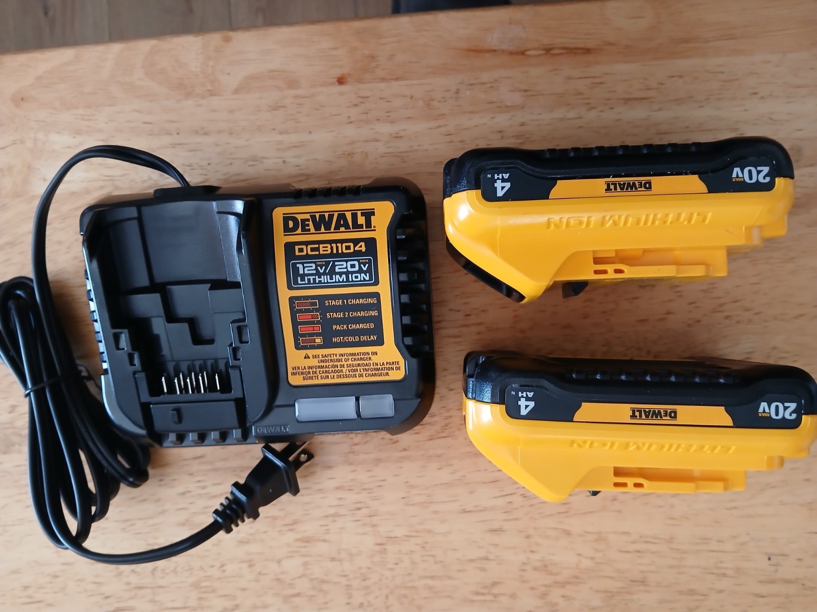 DEWALT DCB1104 Black 12V/20V MAX Charger w/ 2x 20V 4Ah Batteries Included
