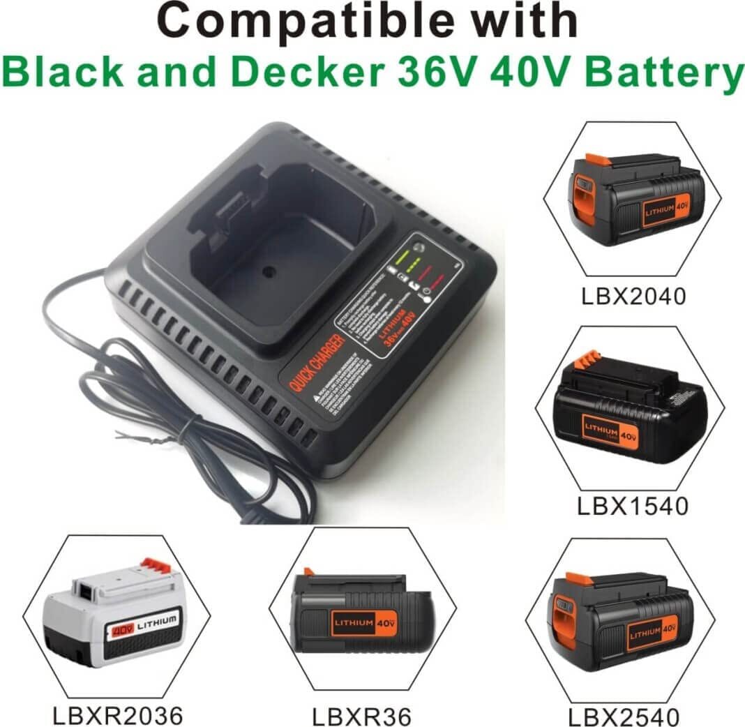 40 Volt for Black and Decker 40V Max Lithium Battery LBX2040 LBXR36 / Charger