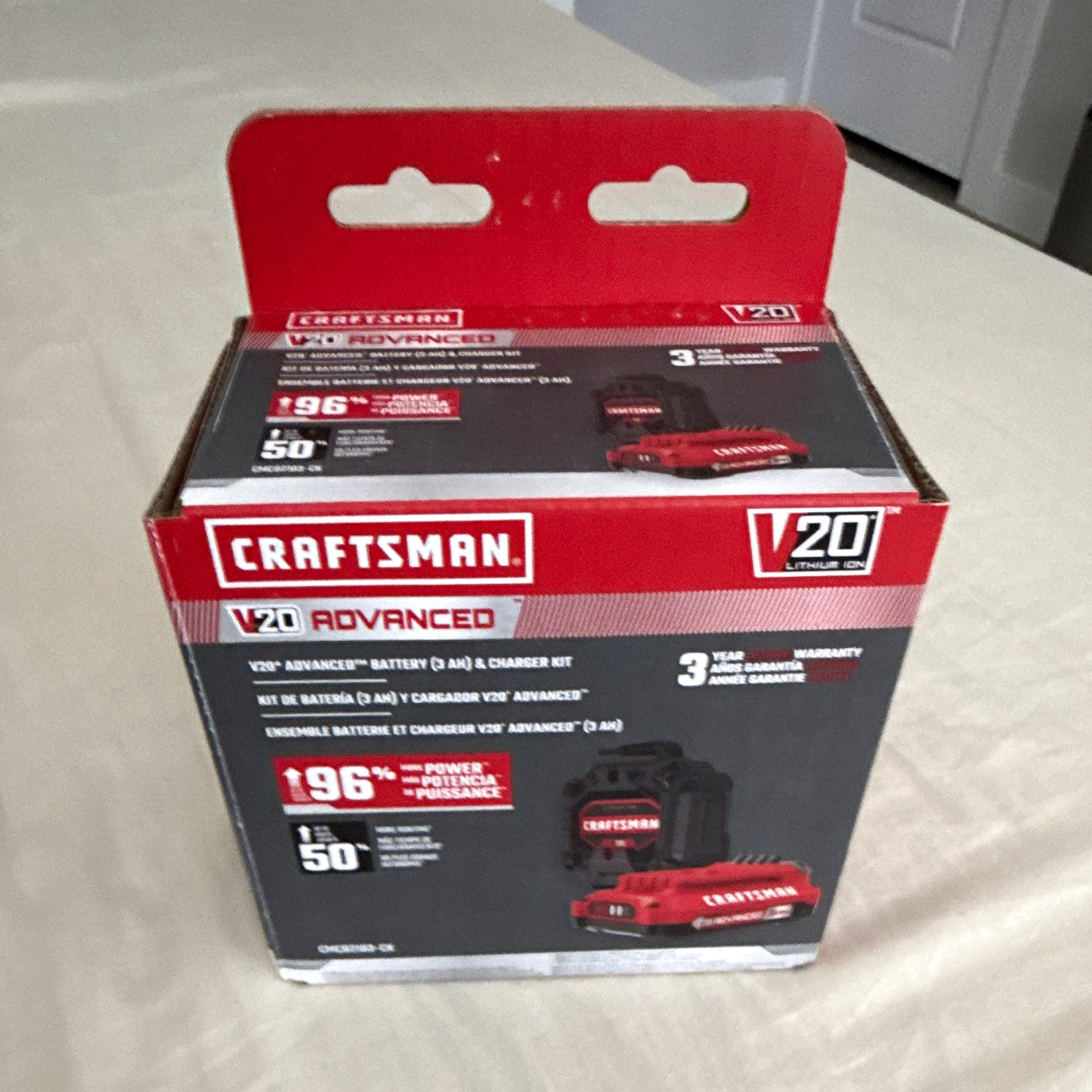 Craftsman V20 Advanced 20V Lithium-Ion 3.0Ah Battery & Charger Kit, Red