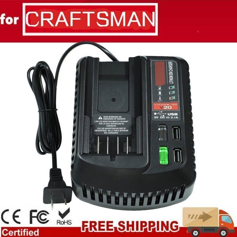Charger For Craftsman V20 20V Lithium-ion Battery for CMCB201 CMCB202 CMCB203 US