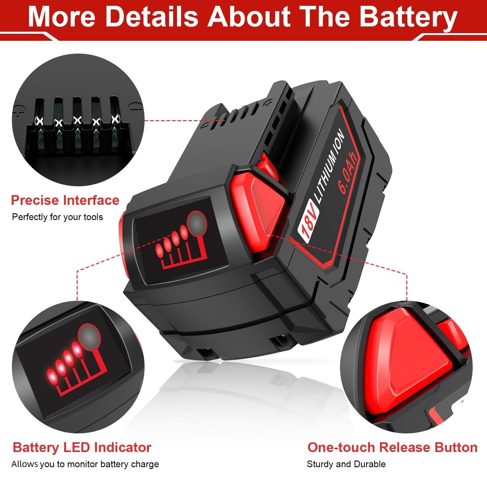Cukect MK-18 Battery 6.0Ah 18V for Milwaukee MK-18B 2Pack