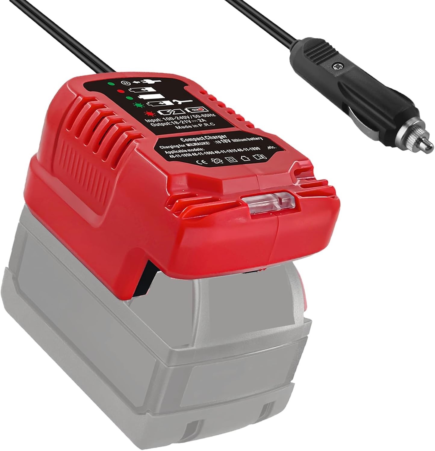 Portable Car Battery Charger for Milwaukee 18V Battery Cigarette Lighter Plug