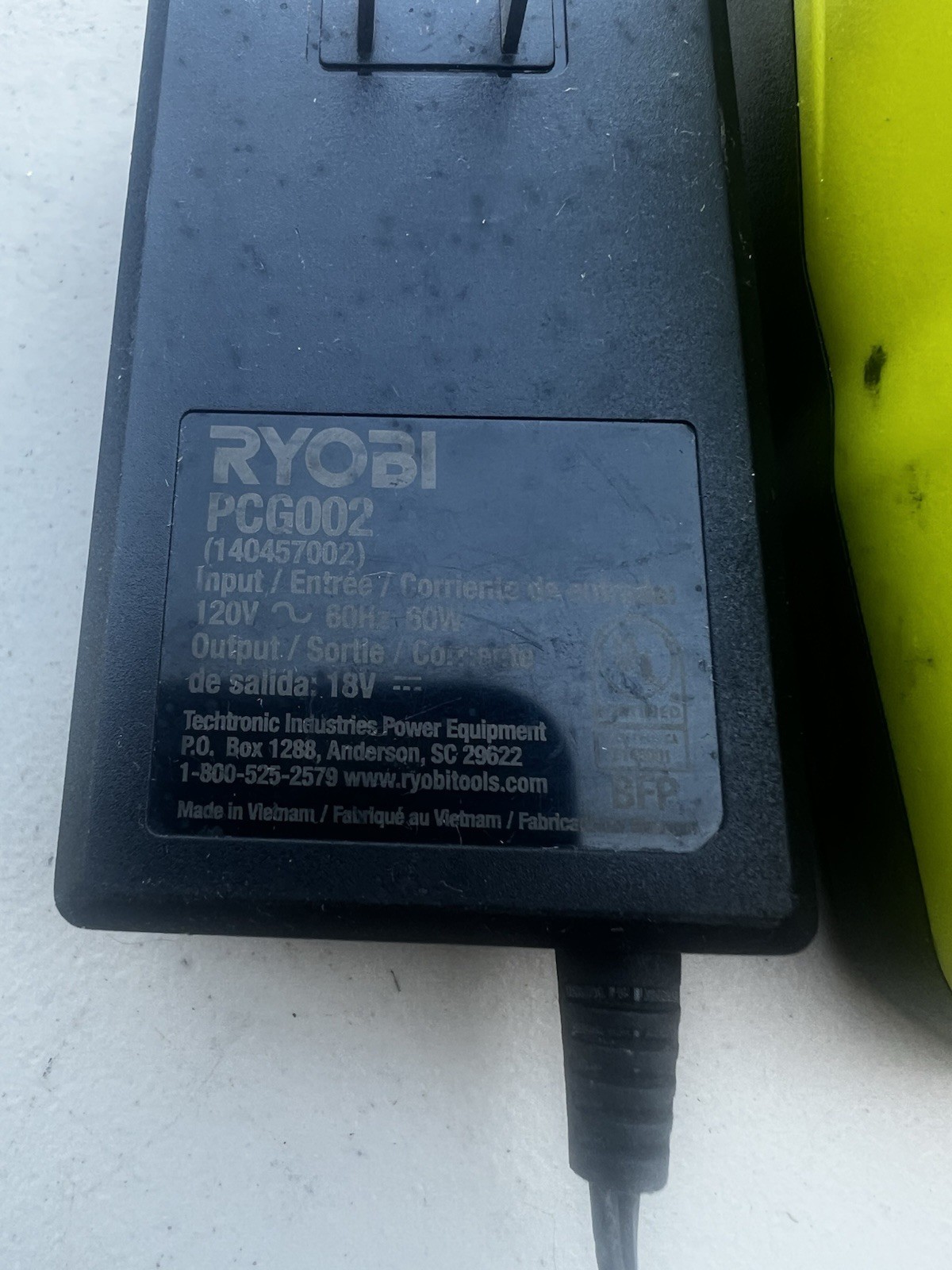 RYOBI PCG002 P118 One+ 18V Battery Charger