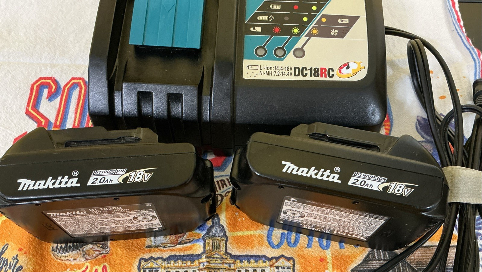 Makita Fast Charger DC18RC & Two Lithium-Ion 2.0 Ah 18V Batteries Charged!