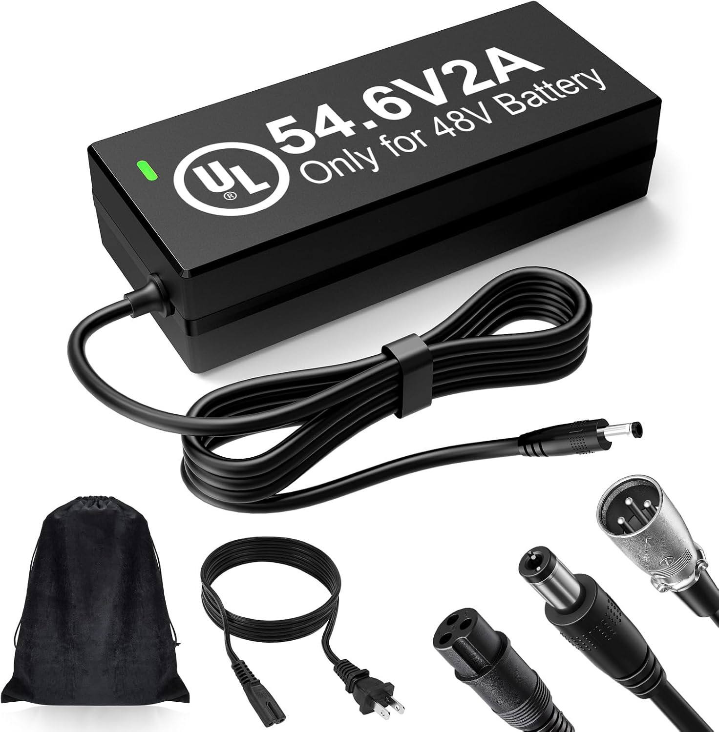 48V Lithium Battery Charger – UL Certified 54.6V 2A Fast Charger for Electric Bi