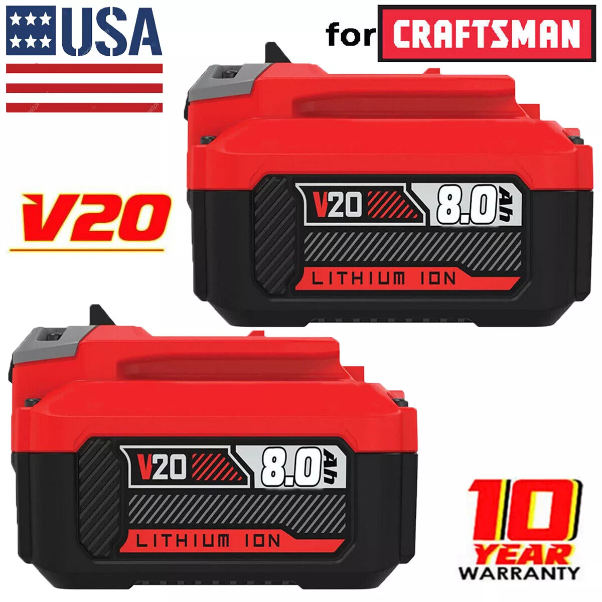 For Craftsman V20 20 Volt MAX 3Ah/8Ah Li-ion Battery CMCB204 CMCB202 CMCB205 New