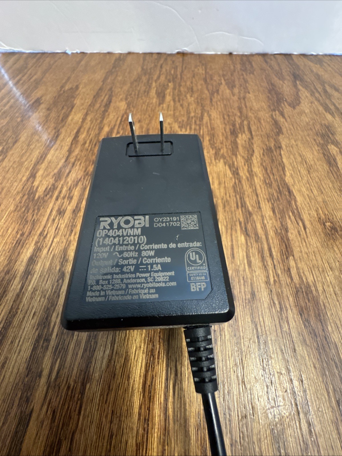 Ryobi OP404VNM 40V Li-Ion Power Tool Battery Charger w/ AC Adapter