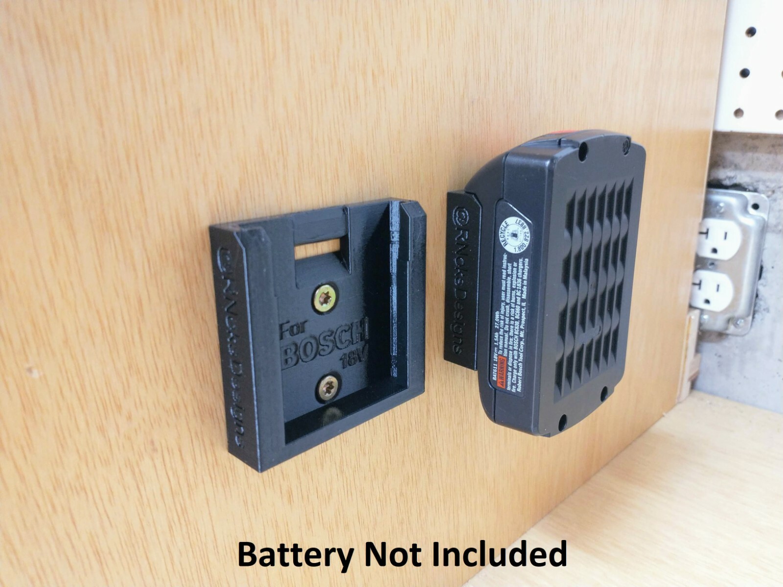 Wall Mount for Bosch BC660 Charger with Optional 18V Battery Mounts, Made in USA