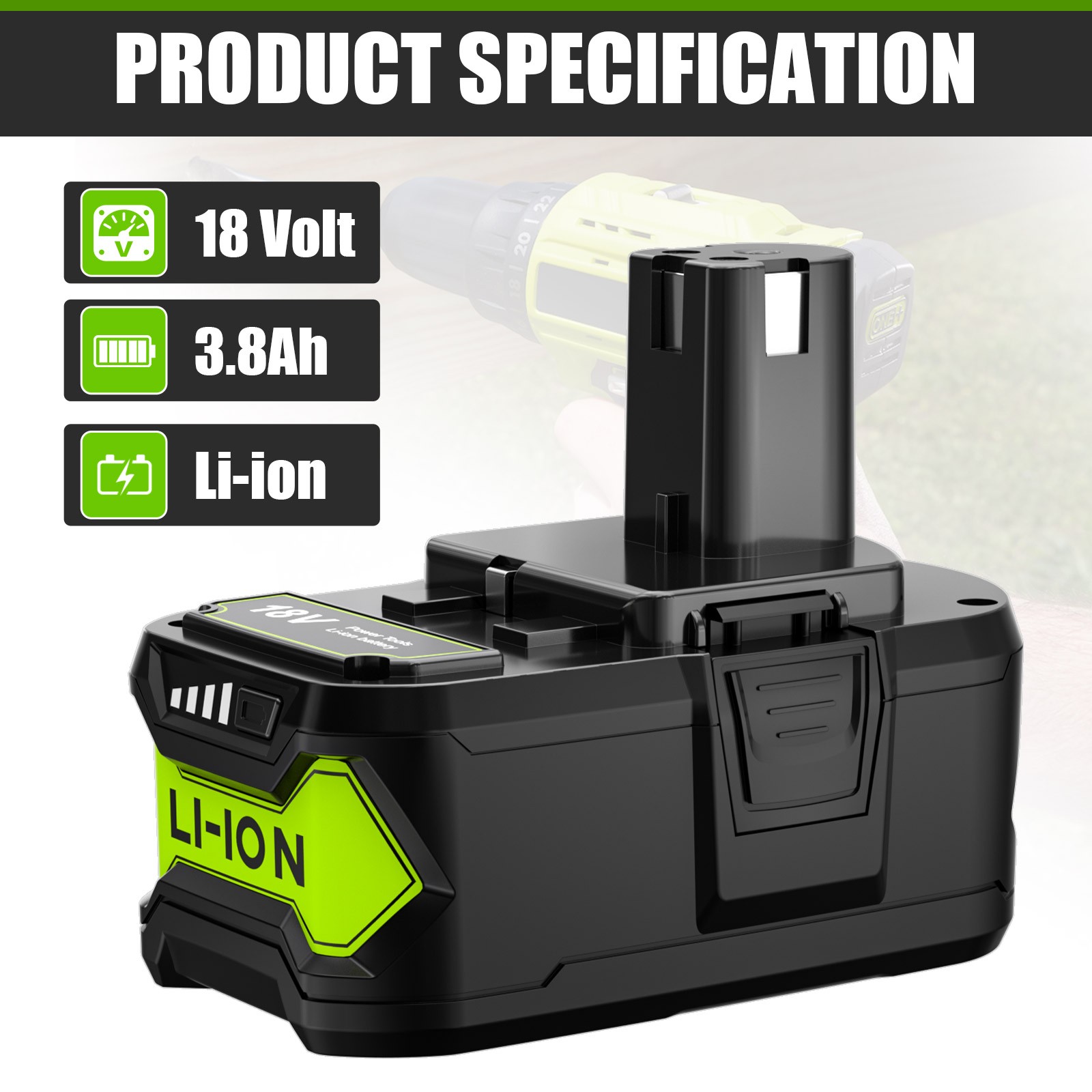 US Charger For RYOBI P108 18V 18Volt One Plus High Capacity Lithium-ion Battery
