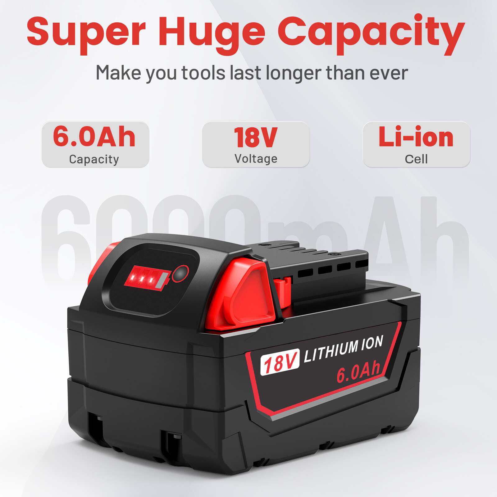 2x For Milwaukee 18v M18 Lithium 5.0 AH Extended Capacity Battery 48-11-1860