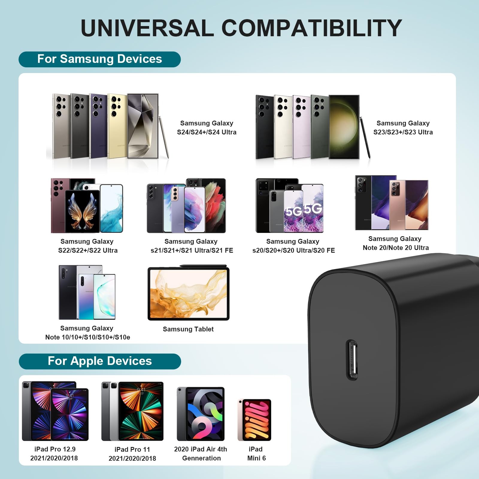 Samsung Galaxy Super Fast Charging Cord Type C Charger 25W USB C Block & 6ft Cab