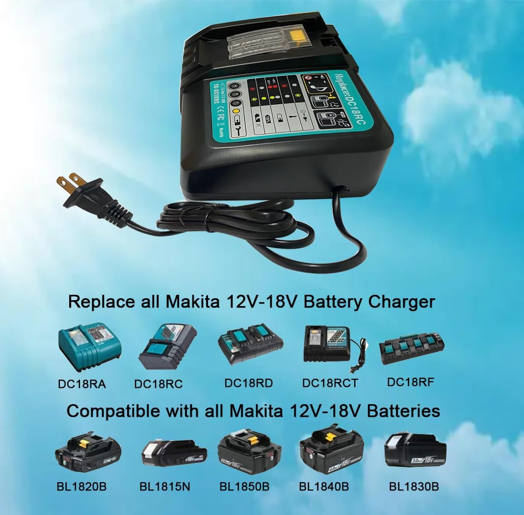 Cargador Makita DC18RC compatible con baterías LXT 14-18V