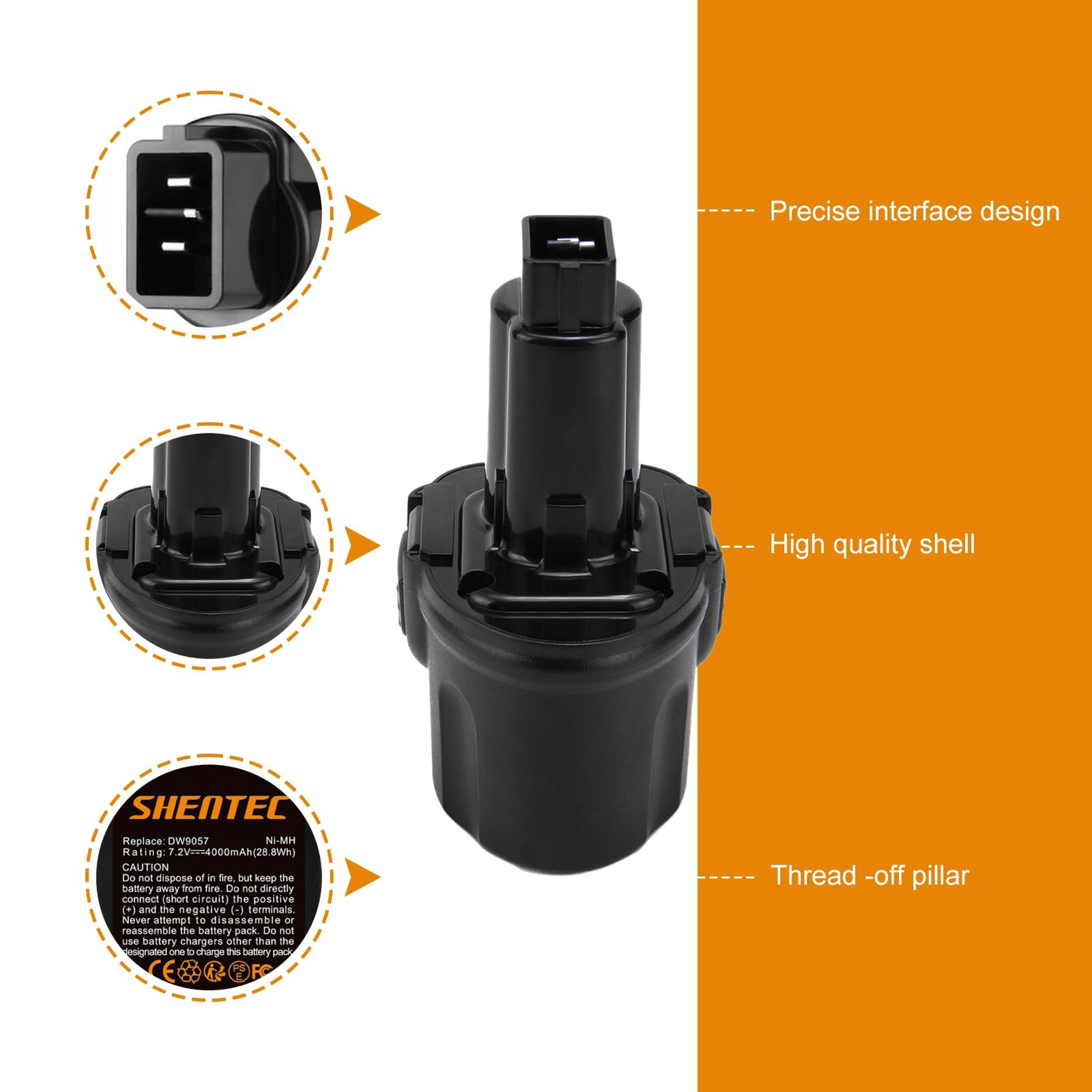 Shentec 2 Pack 4000Mah 7.2V Battery Compatible Dewalt Dw9057 De9057 De9085