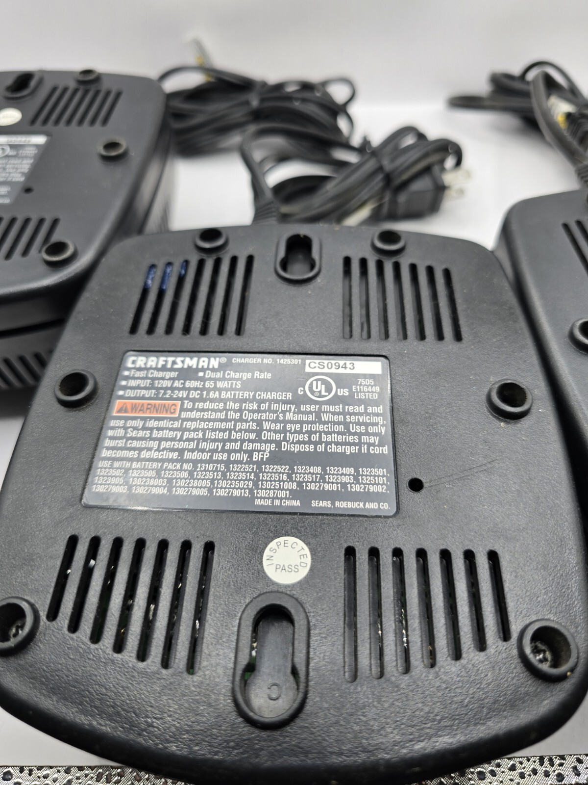 Genuine Craftsman Battery Charger 1-Hour Fast 1425301 7.2V-24V Lot Of 3