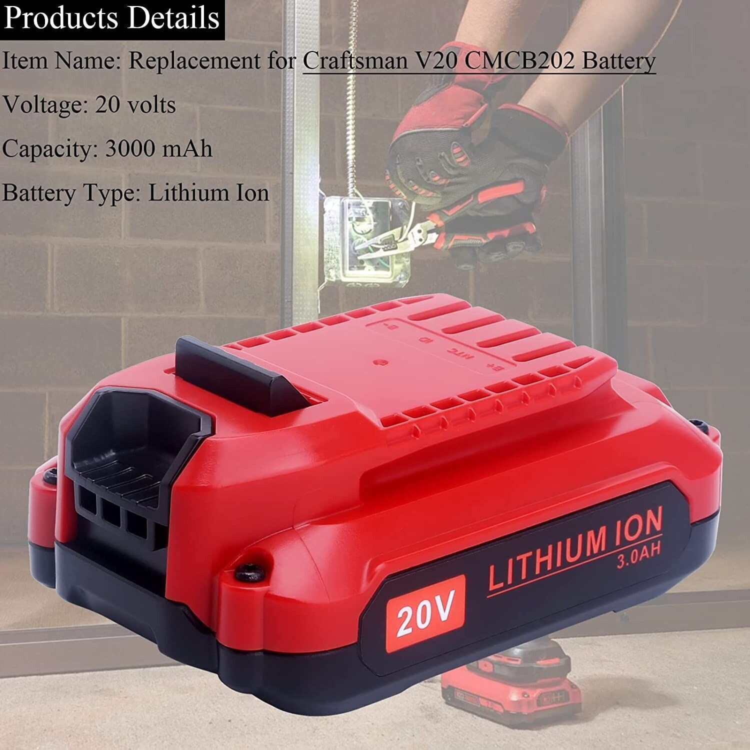 V20 8 Ah For Craftsman 20Volt MAX Lithium-ion Battery CMCB204 CMCB206 /Charger