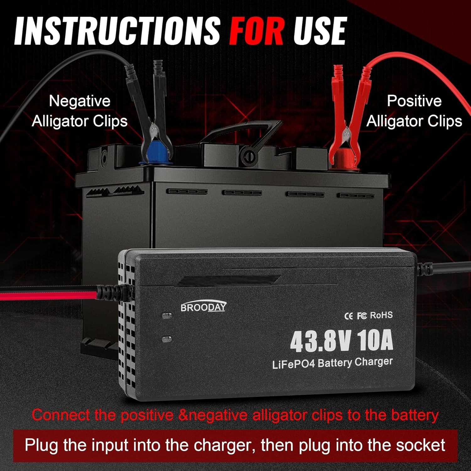 43.8V Fast Charging Lithium Battery Charger – 10A Safety Protection Included