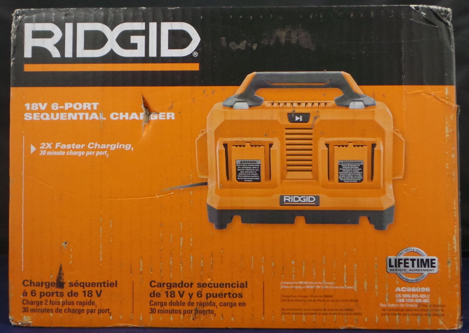 RIDGID 18V Lithium-Ion 6-Port Sequential battery Charger (Tool-Only) BRAND NEW