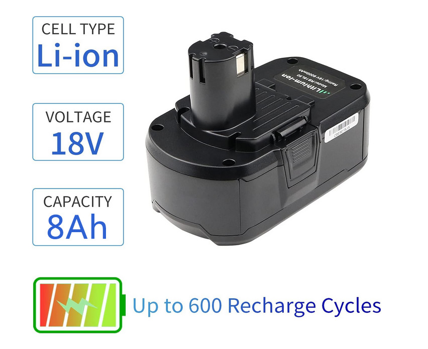 2Pack 8.0Ah For RYOBI P108 18V Battery High Capacity Lithium-Ion For One Plus US