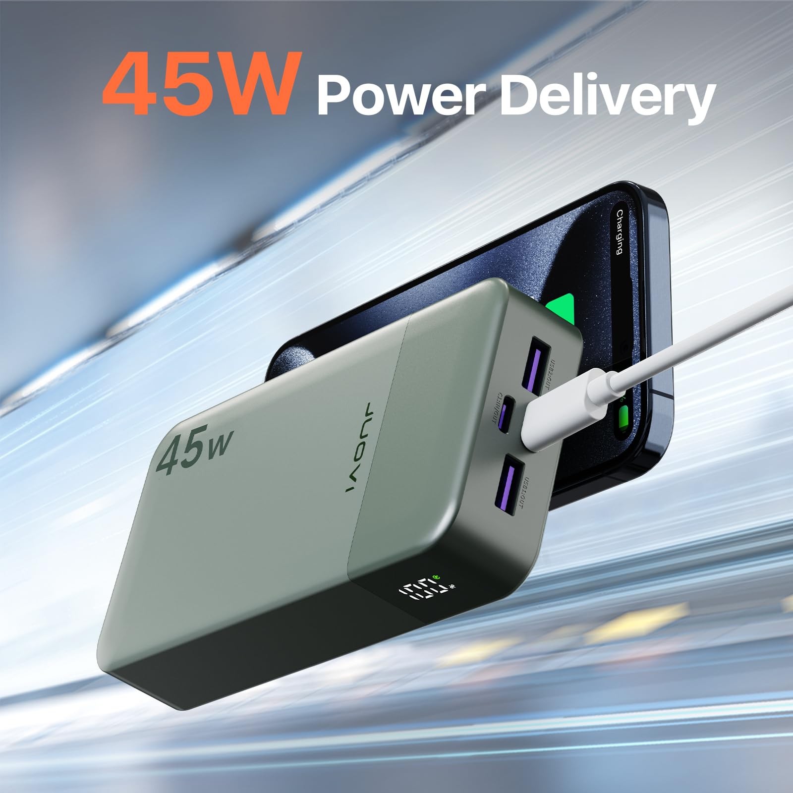 Juovi Power Bank 45W 20000Mah Portable Charger Usb C Pd Qc Charging 4-Port2C2A