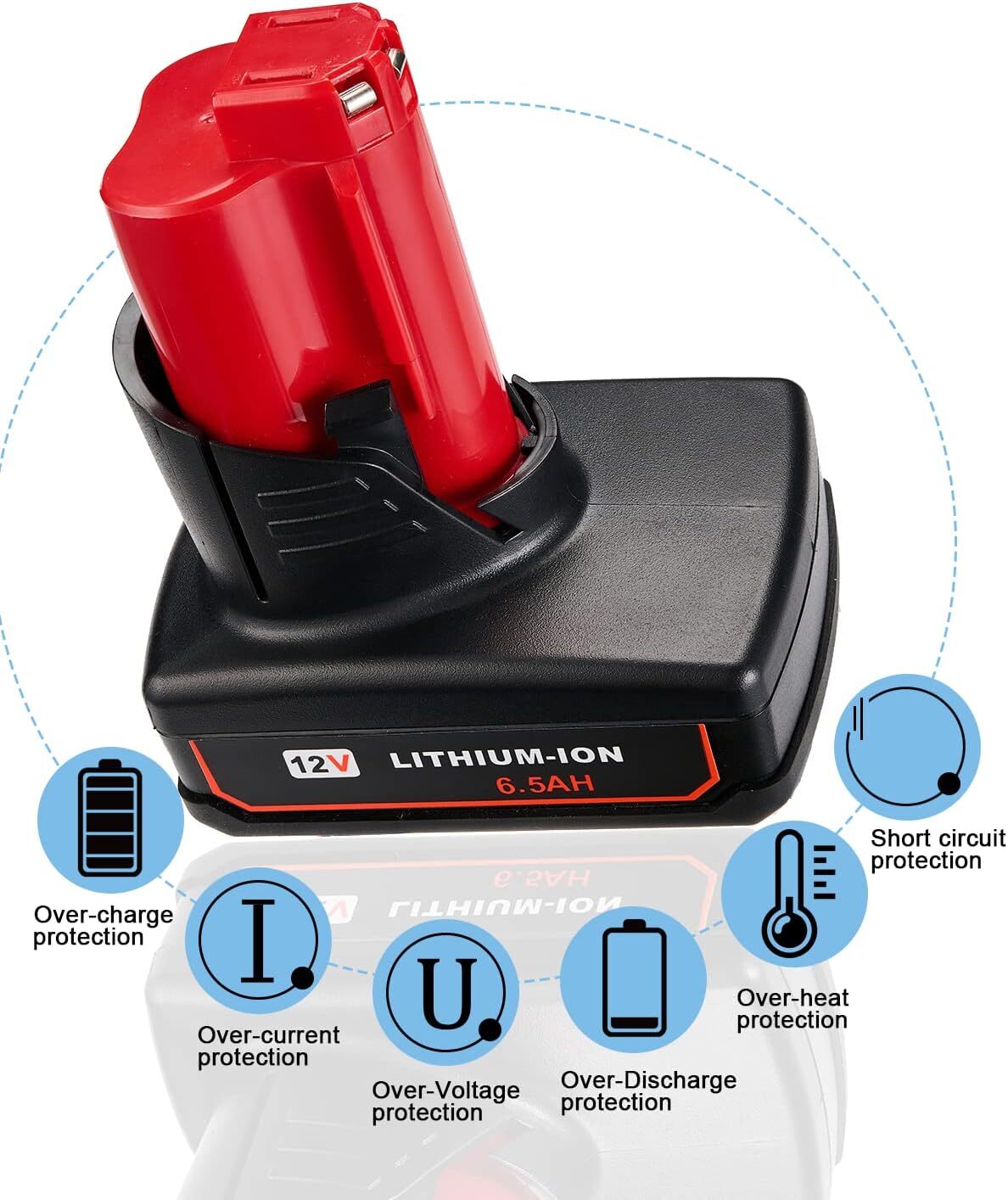 4Pack 6.5Ah Battery For Milwaukee for M12 LITHIUM Extended Capacity 48-11-2460
